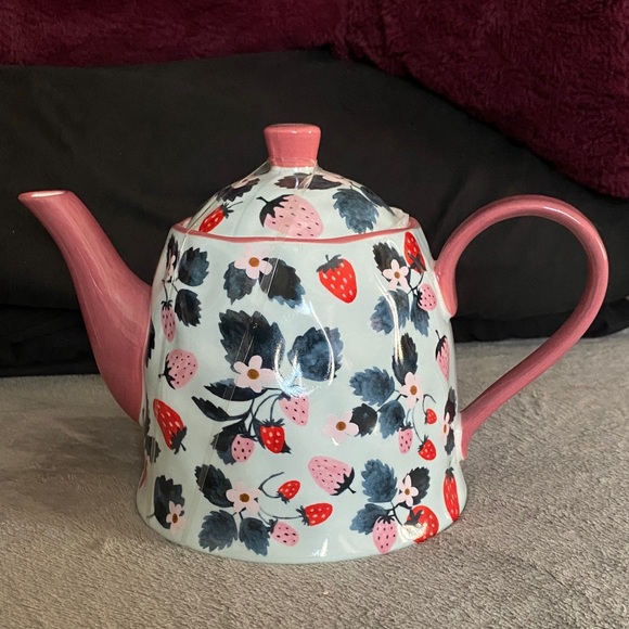 Chelsea Other - Strawberry Pattern Teapot with Pink Handle